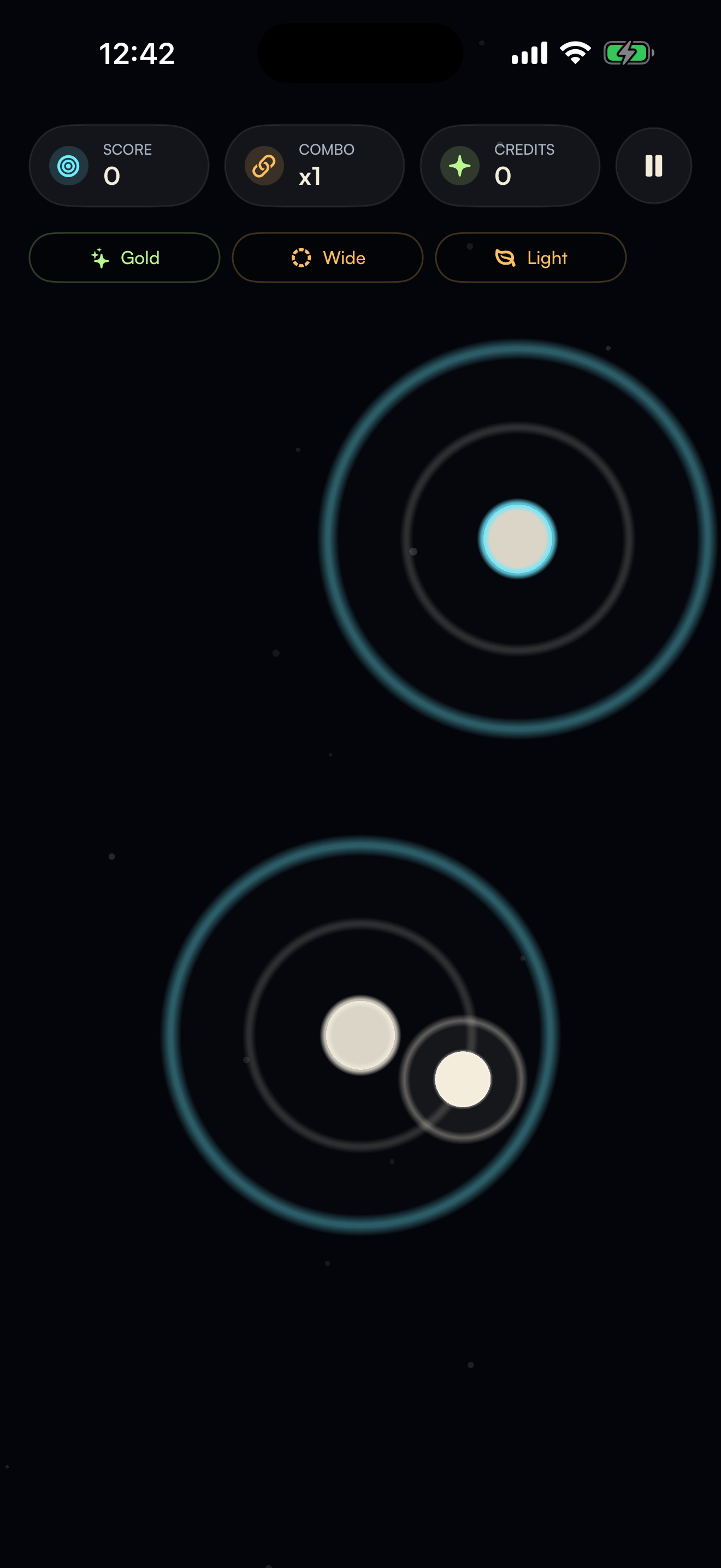 Driftd orbit gameplay with score, combo, and nodes